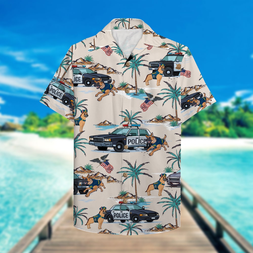 litzzy Police Hawaiian Shirt, Aloha Shirt with police car and police dog 1 Hawaiian Shirt For Men, Woman, Litzzy Aloha Shirt Hawaiian Shirt   