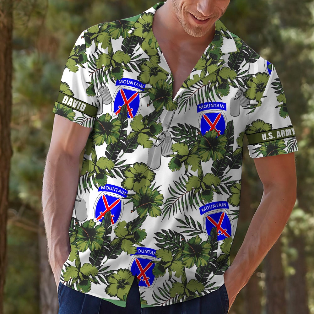 litzzy Military Personalized Hawaiian Shirt with Floral Pattern and Custom Military Unit - Military Gifts Hawaiian Shirt For Men, Woman, Litzzy Aloha Shirt Hawaiian Shirt   