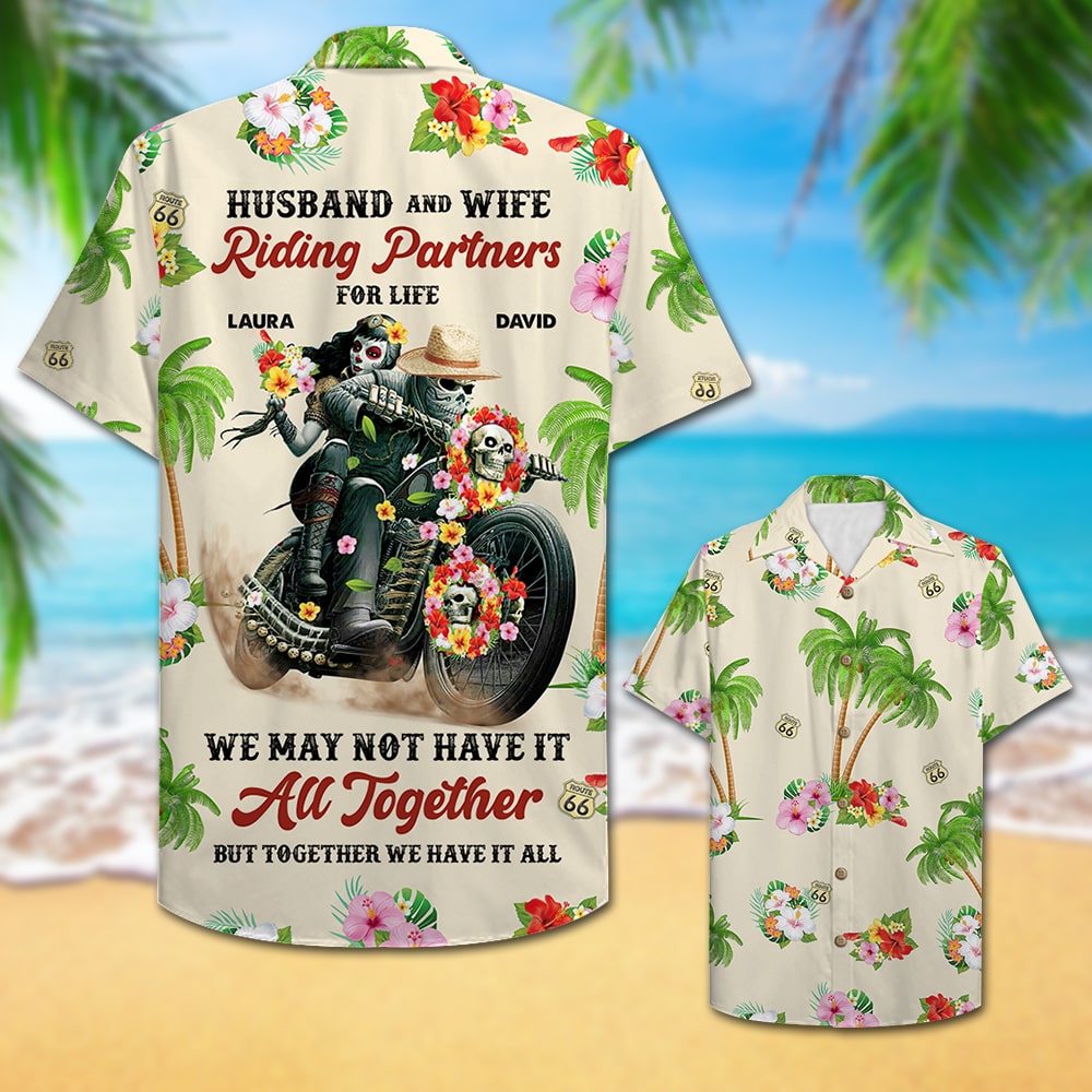 litzzy Personalized Biker Couple Hawaiian Shirt - We May No Have It All Together But Together We Have It - Floral Pattern Hawaiian Shirt For Men, Woman, Litzzy Aloha Shirt Hawaii Shirt   