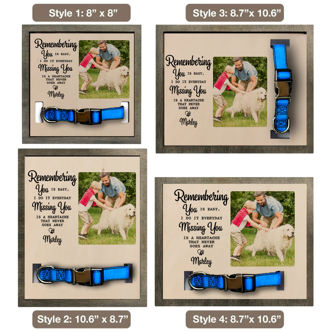litzzy Custom Memorial Pet Collar Frame With Photo, Loss of Dog Photo Frame Gifts, Pet Collar Holder, Memorial Standing Frame Pet Picture Frame   