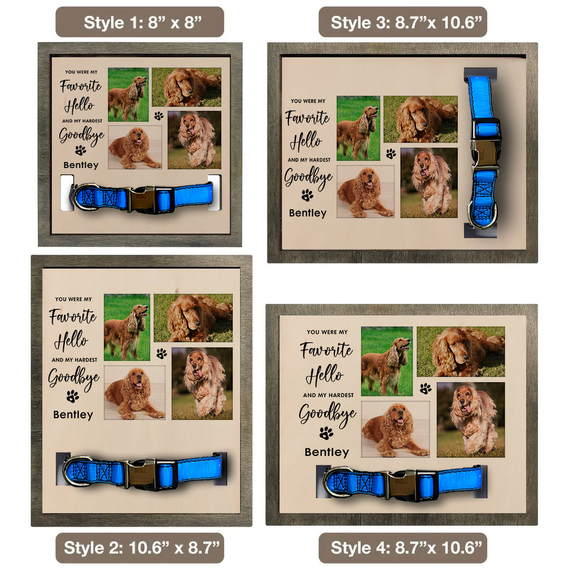 litzzy Custom Memorial Pet Loss Frame With Pet Photos, Dog & Cat, Puppy Memorial Wood Frame With Collar Display, Dog Bereavement Gift, Pet Loss Gift, Pet Sympathy Gift Pet Picture Frame   