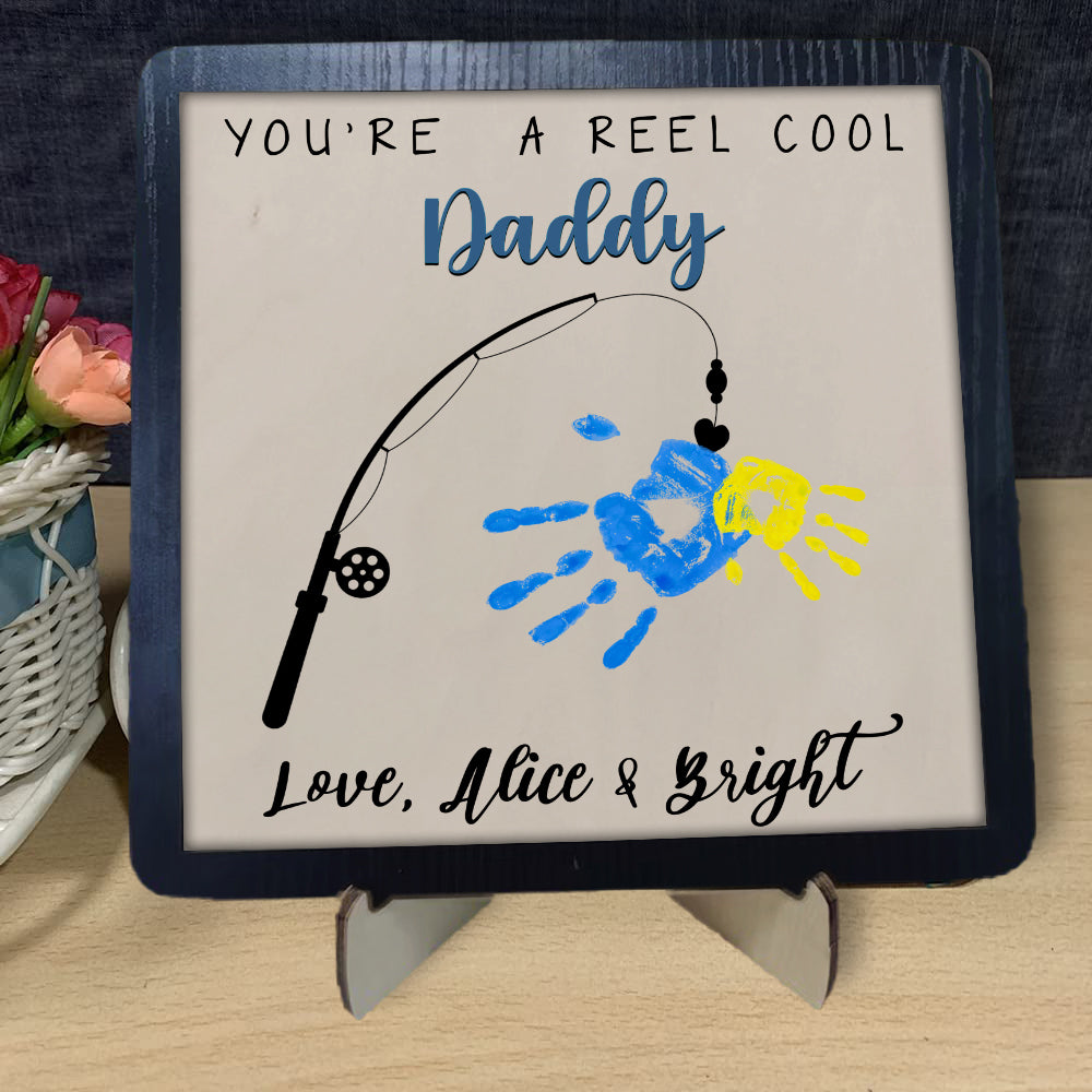 litzzy Personalized Handprint Sign, DIY children’s gift, DIY sign, Gift for Father's Day - Litzzy Customized Handmade Custom Wooden Sign   