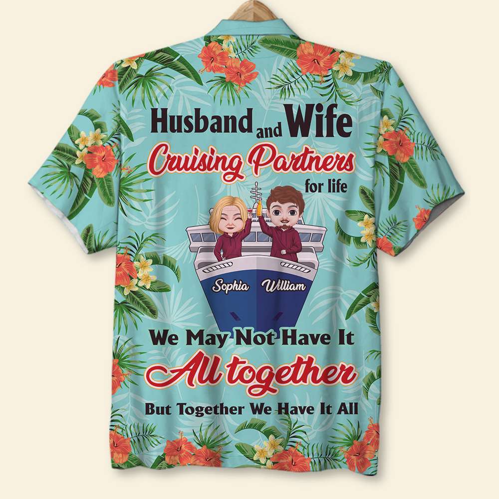 litzzy Husband And Wife Cruising Partners For Life, Couple Casual Shirt Hawaiian Shirt Hawaiian Shirt For Men, Woman, Litzzy Aloha Shirt Hawaii Shirt   