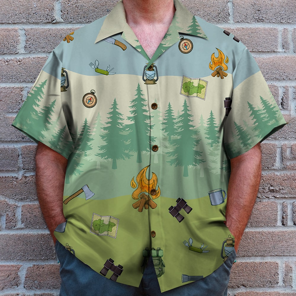 litzzy Personalized Camping Couple Hawaiian Shirt - Flamingo Husband and Wife, Camping Partners For Life Hawaiian Shirt For Men, Woman, Litzzy Aloha Shirt Hawaii Shirt   
