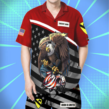 litzzy On Fridays We Wear Red, Personalized Hawaiian Shirt Men Beach Shorts, Gifts for Veterans, Custom Military Unit Hawaiian Shirt For Men, Woman, Litzzy Aloha Shirt Hawaii Shirt   