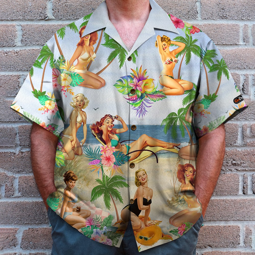 litzzy Pin Up Girl Hawaiian Shirt And Men Beach Shorts, Gift For This Summer Hawaiian Shirt For Men, Woman, Litzzy Aloha Shirt Hawaiian Shirt   