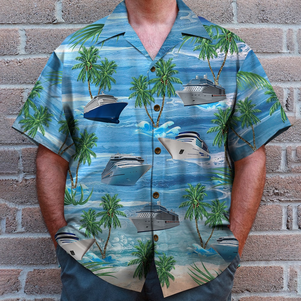 litzzy Personalized Cruising Couple Hawaiian Shirt - Drinking, Knot 2 Bad - Cruise & Palm Tree Pattern Hawaiian Shirt For Men, Woman, Litzzy Aloha Shirt Hawaiian Shirt   