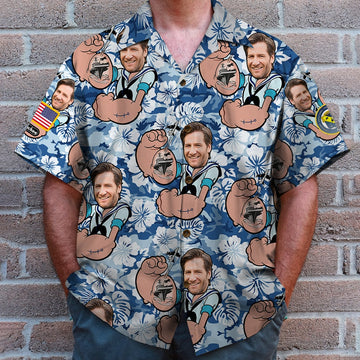litzzy Custom Photo Hawaiian Shirt, Aloha Shirt and Mens Beach Shorts - Military Background Hawaiian Shirt For Men, Woman, Litzzy Aloha Shirt Hawaii Shirt   