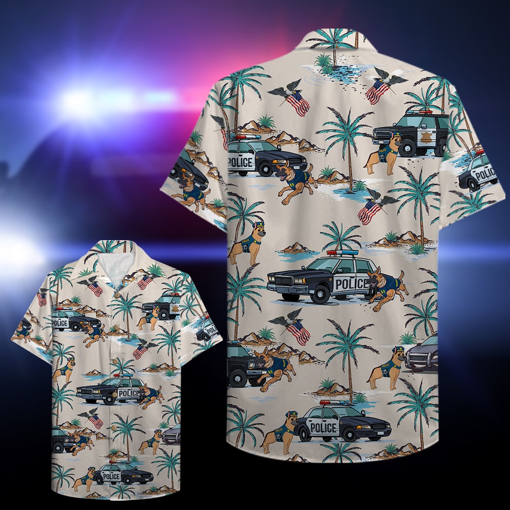 litzzy Police Hawaiian Shirt, Aloha Shirt with police car and police dog 1 Hawaiian Shirt For Men, Woman, Litzzy Aloha Shirt Hawaiian Shirt   