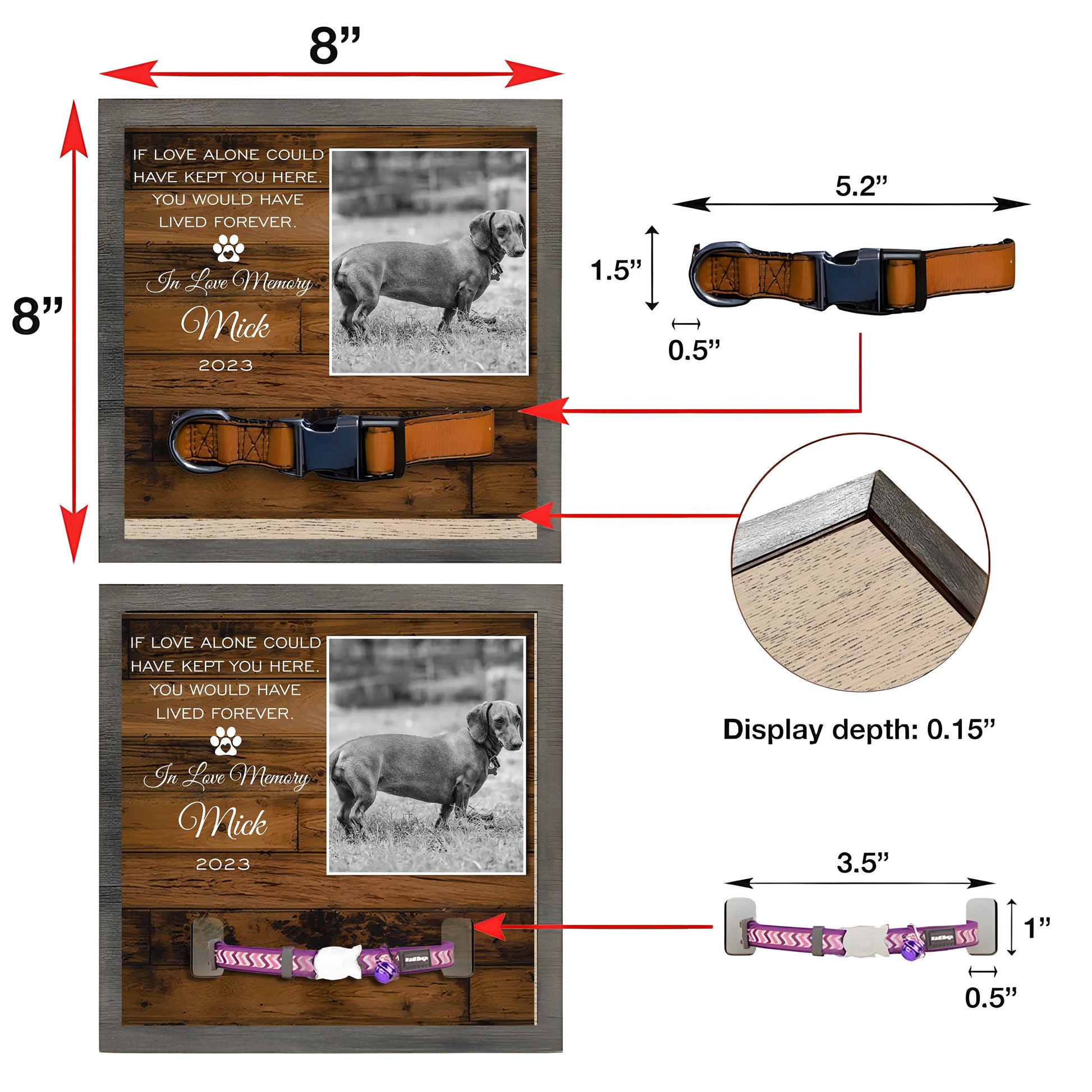 litzzy Memorial Pet Collar with Photo: Personalized Remembrance Collars for Beloved Pets Pet Picture Frame   