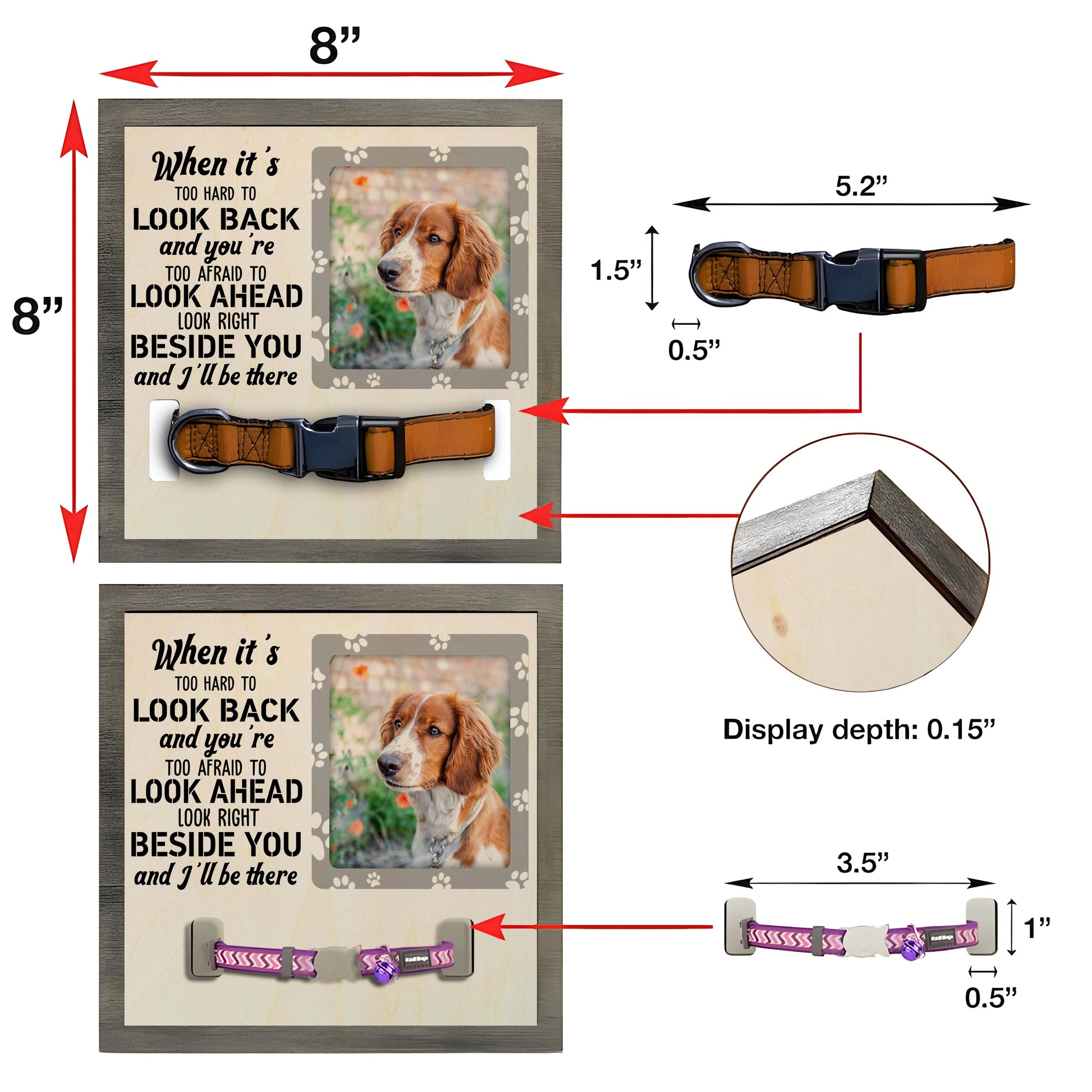 litzzy Custom Dog Collar Remembrance Frame | Personalized Dog Memorial Frame | Custom Collar | Pet Loss Memorial | Pet Collar Holder | Pet Keepsake Pet Picture Frame   