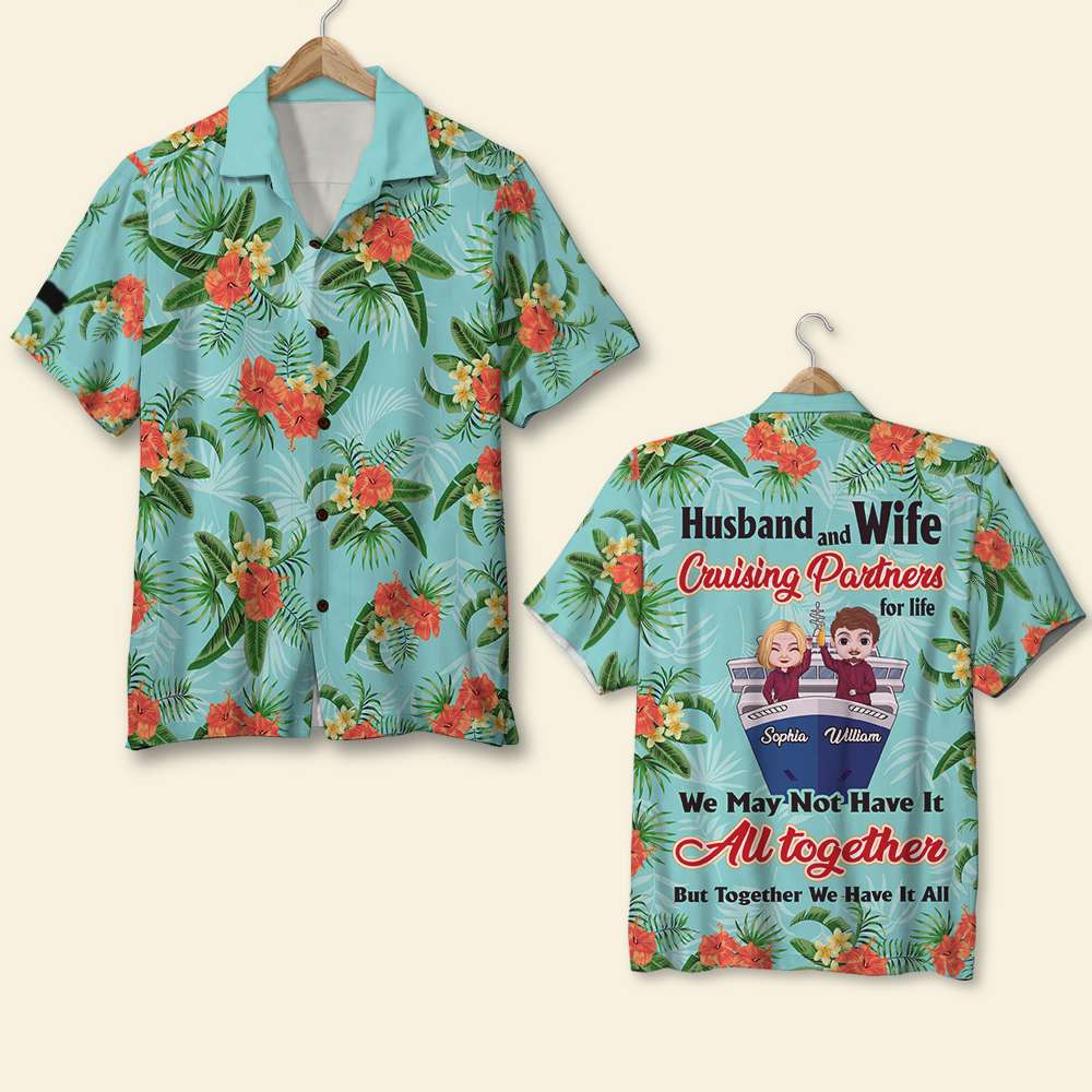 litzzy Husband And Wife Cruising Partners For Life, Couple Casual Shirt Hawaiian Shirt Hawaiian Shirt For Men, Woman, Litzzy Aloha Shirt Hawaii Shirt   