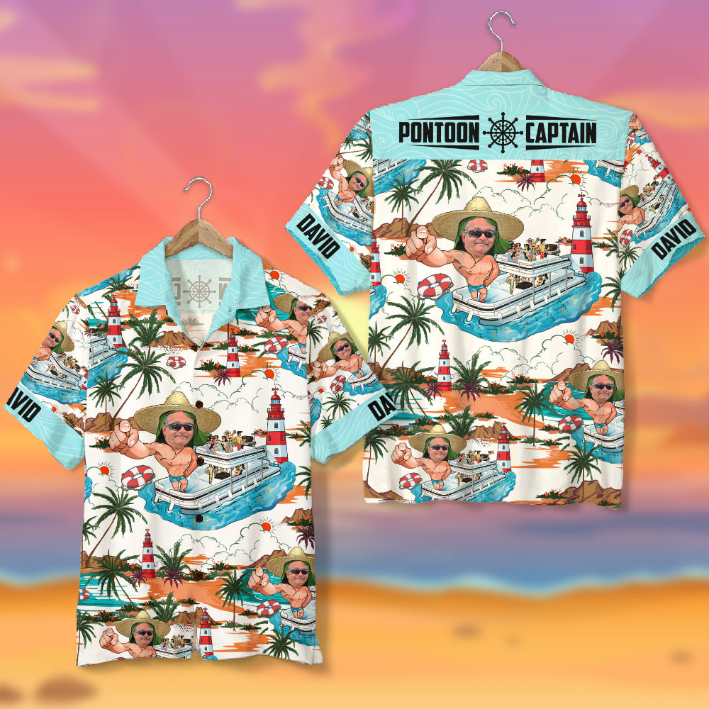 litzzy Pontoon Captain Personalized Pontoon Hawaiian Shirt, Gift For Man Hawaiian Shirt For Men, Woman, Litzzy Aloha Shirt Hawaii Shirt   