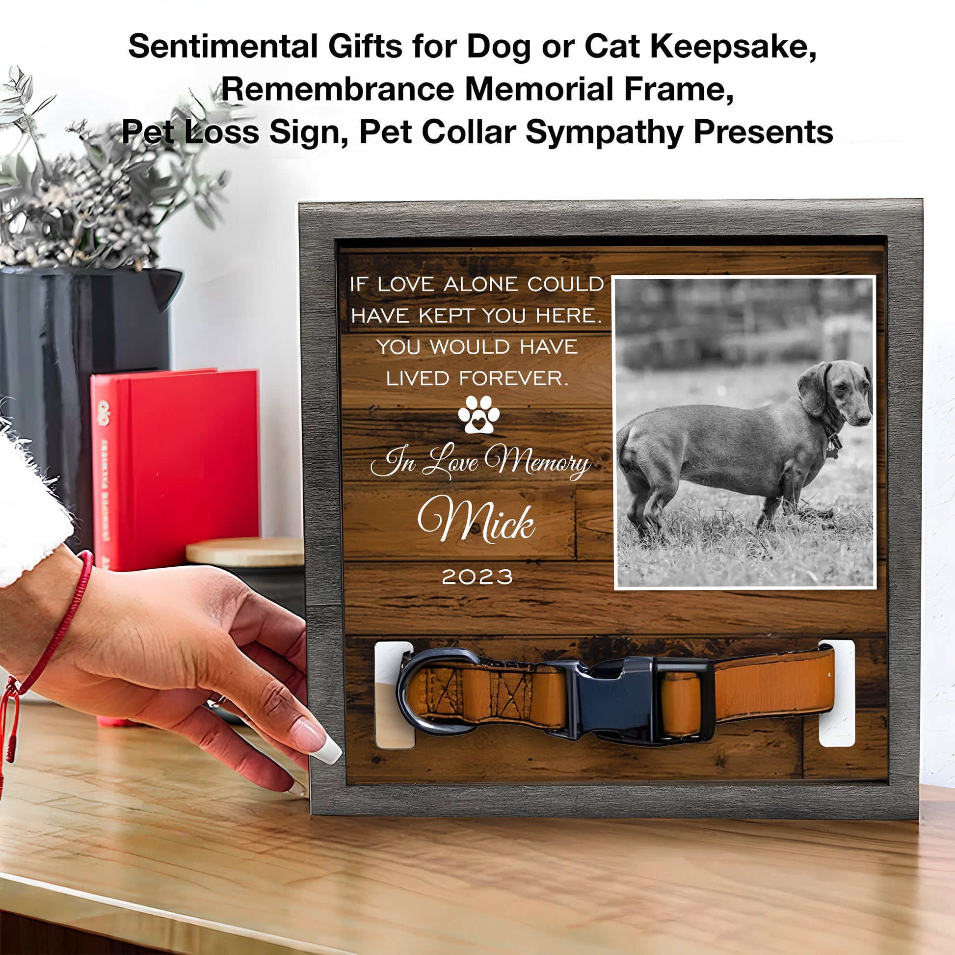 litzzy Memorial Pet Collar with Photo: Personalized Remembrance Collars for Beloved Pets Pet Picture Frame   