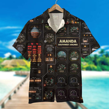 litzzy Pilot Seaplane Control Panel Hawaiian Shirt - Custom Name & Number Hawaiian Shirt For Men, Woman, Litzzy Aloha Shirt Hawaii Shirt   