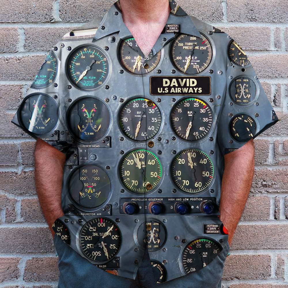 litzzy Pilot Flight Instruments Panel Hawaiian Shirt - Custom Name & Number Hawaiian Shirt For Men, Woman, Litzzy Aloha Shirt Hawaiian Shirt   