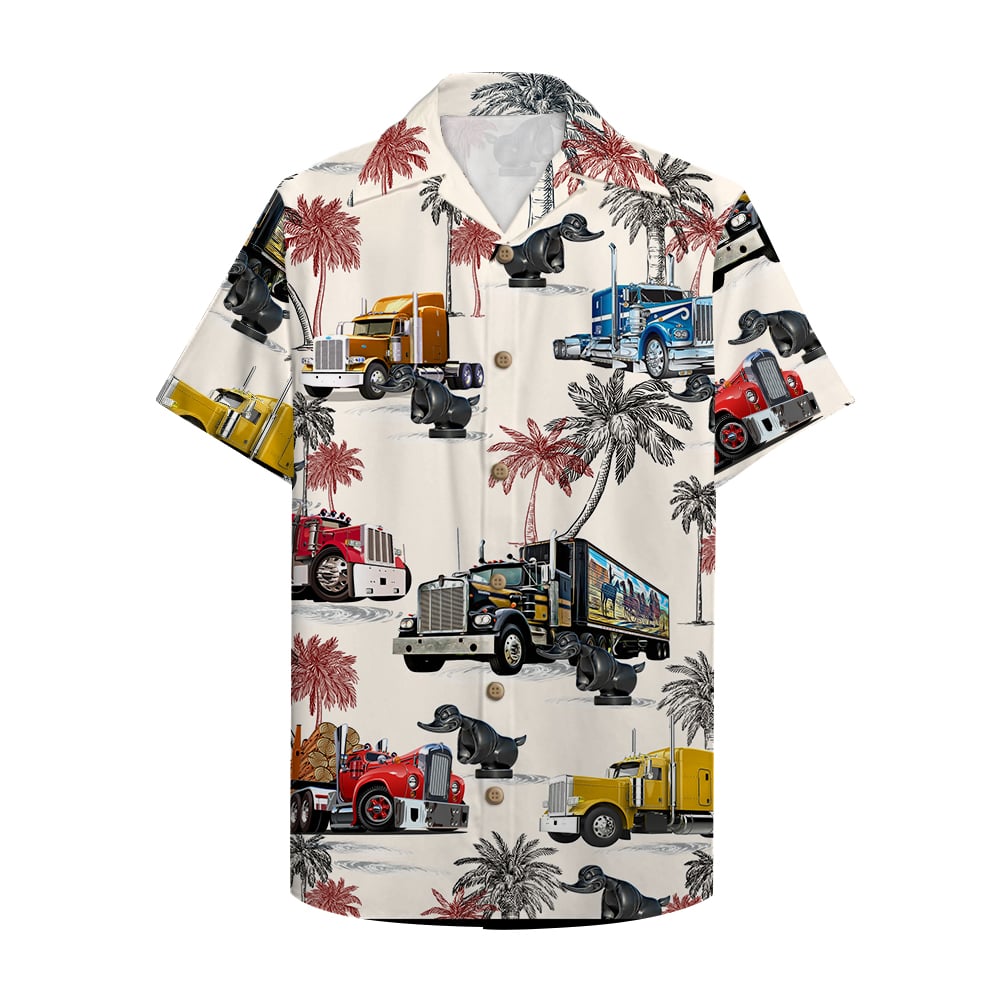 litzzy Truck With Duck Pattern Hawaiian Shirt, Aloha Shirt - Summer Gift For Trucker Hawaiian Shirt For Men, Woman, Litzzy Aloha Shirt Hawaiian Shirt   