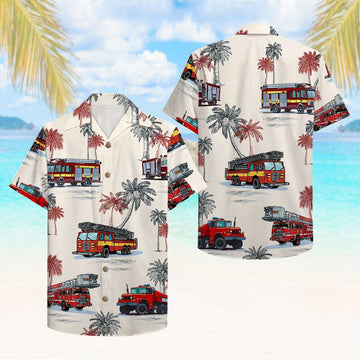 litzzy Firefighter Hawaiian Shirt - Fire Truck Pattern Hawaiian Shirt For Men, Woman, Litzzy Aloha Shirt Hawaiian Shirt   
