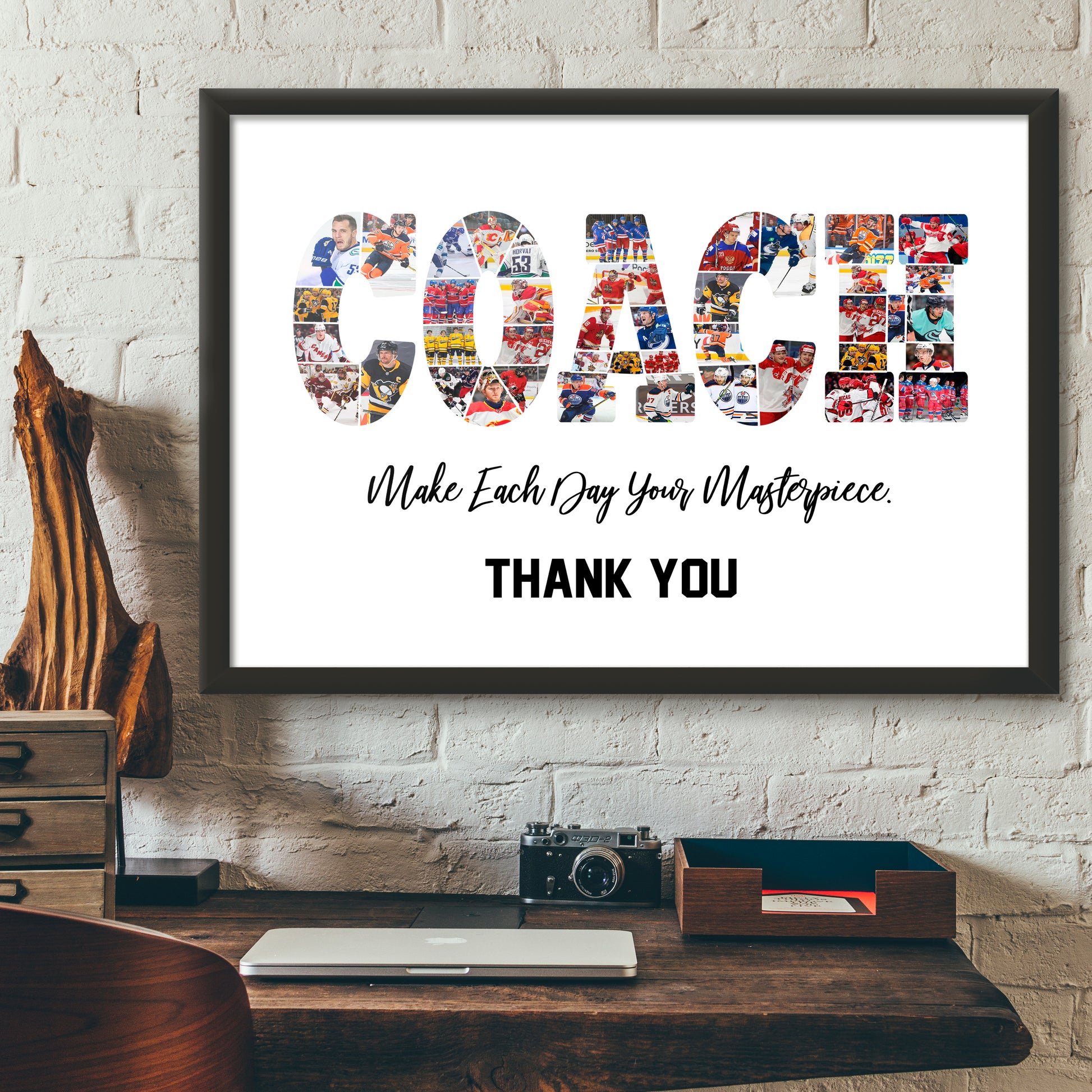 litzzy Ice Hockey Coach Gift, Thank You Gift For Hockey Coach, Hockey Coach Appreciation Gift, Hockey Coach Birthday Gift Canvas Wall Art Framed Canvas 11"x14" 