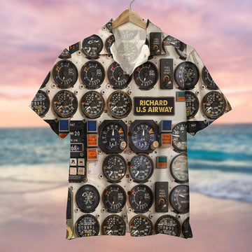 litzzy Vintage Pilot Seaplane Control Panel Hawaiian Shirt - Custom Name & Number Hawaiian Shirt For Men, Woman, Litzzy Aloha Shirt Hawaii Shirt   
