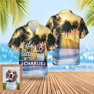 litzzy Custom Pet Portrait Hawaiian Shirt, Aloha Hawaiian Shirt, Personalized Photo Hawaiian Shirt, Tropical Hawaiian Shirt for Men Women, Birthday Hawaiian Gift, Custom Photo Hawaiian Shirt    