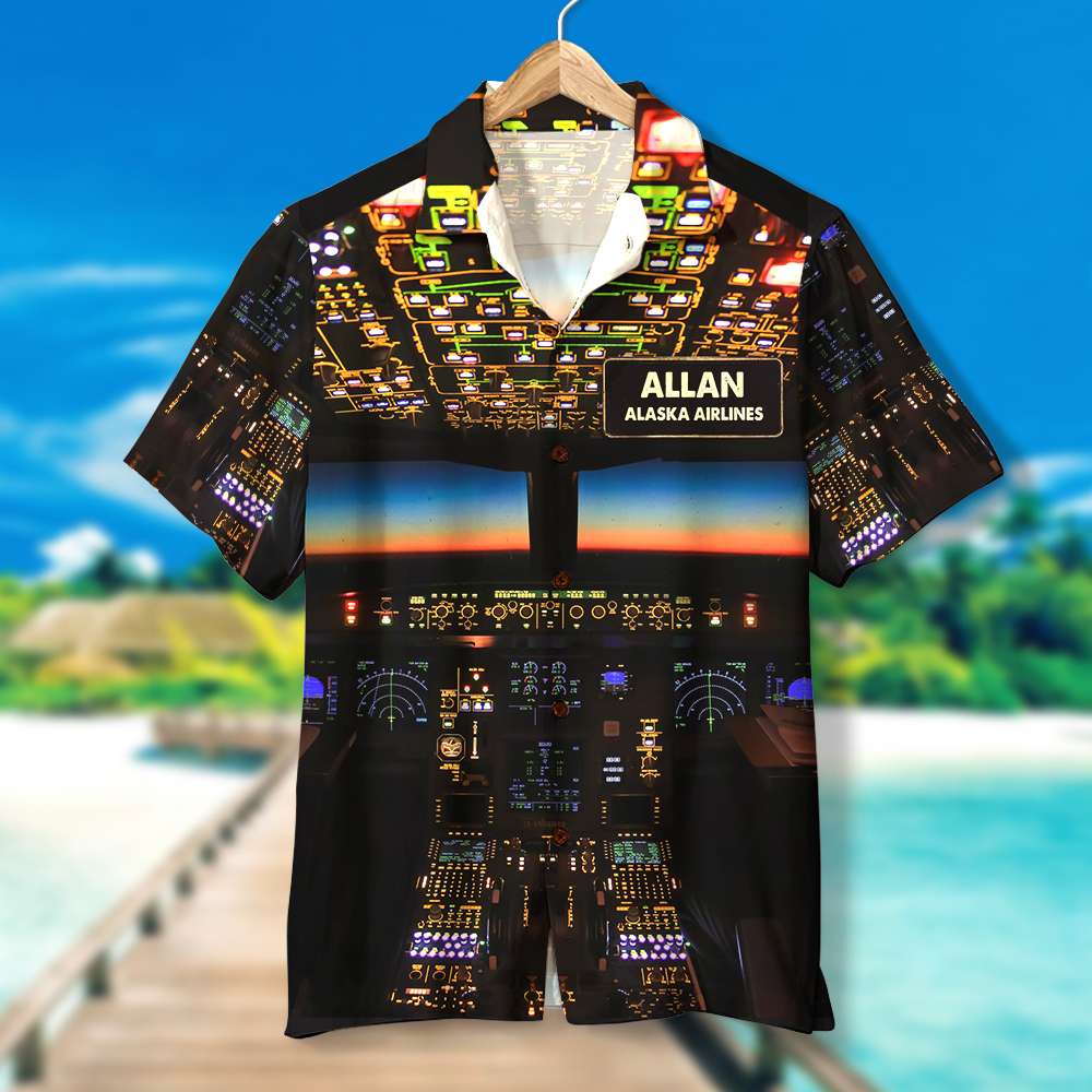 litzzy Personalized Pilot Hawaiian Shirt and Men Beach Shorts Pilot Control Panel Hawaiian Shirt For Men, Woman, Litzzy Aloha Shirt Hawaii Shirt   