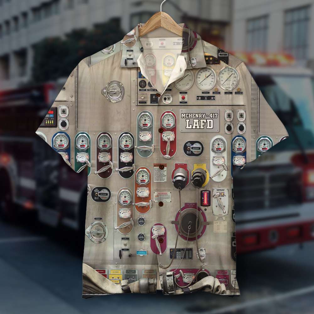 litzzy Personalized Firefighter Hawaiian Shirt Fire Engine Side Panel Hawaiian Shirt For Men, Woman, Litzzy Aloha Shirt Hawaii Shirt   