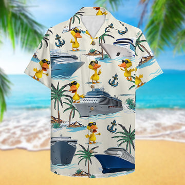 litzzy Cruising Duck Hawaiian Shirt - Happy Duck Cruise - Cruise Trip Gift For Family Hawaiian Shirt For Men, Woman, Litzzy Aloha Shirt Hawaii Shirt   