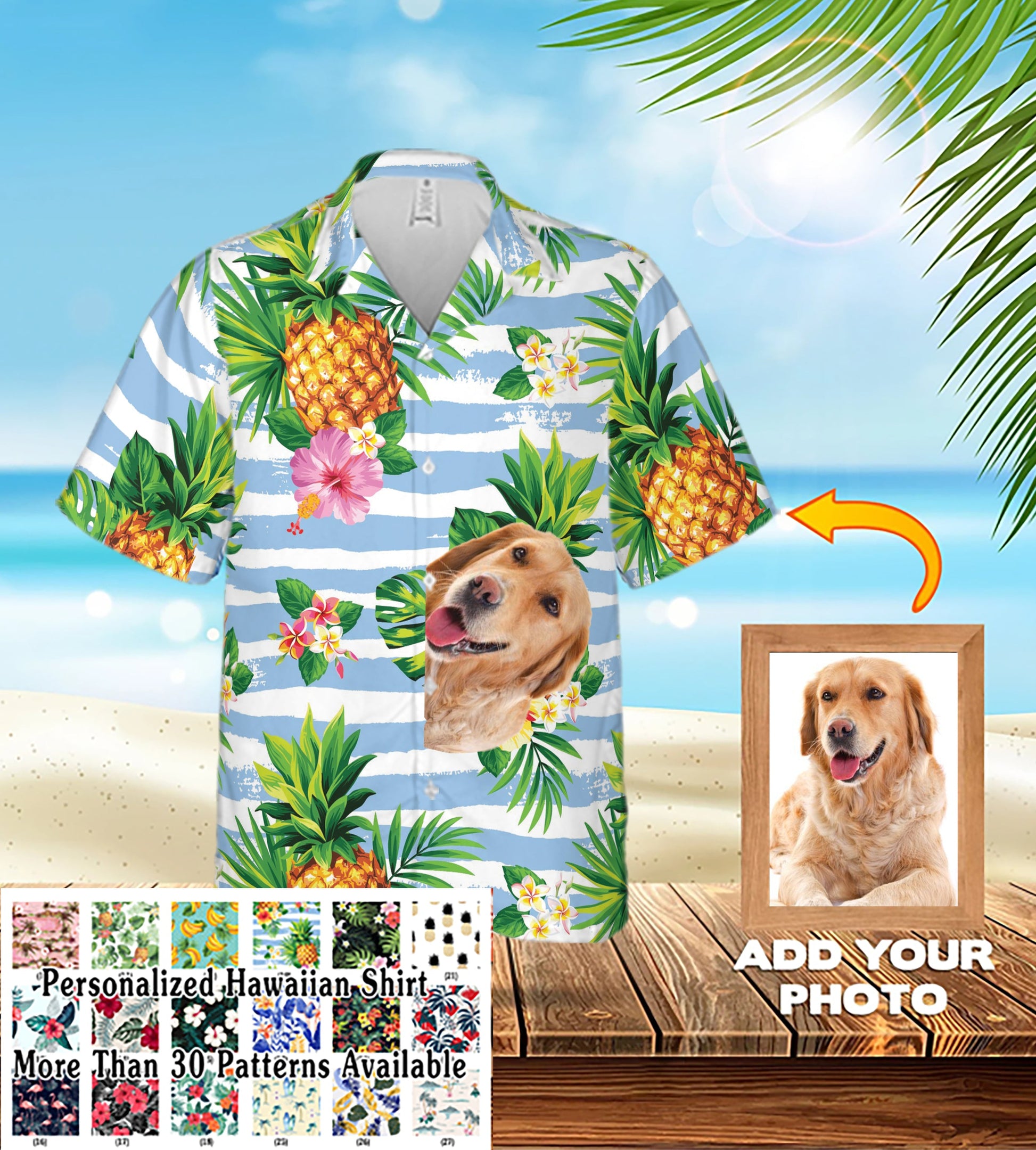 litzzy Custom Pet Portrait Hawaiian Shirt, Aloha Shirt, Personalized Photo Hawaiian Shirt, Tropical Hawaiian Shirt for Men Women, Birthday Hawaiian Gift, Custom Photo Hawaiian Shirt Hawaii Shirt S  