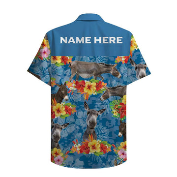 litzzy Custom Farmer's Name Hawaiian Shirt - Donkey Pattern Hawaiian Shirt For Men, Woman, Litzzy Aloha Shirt Hawaiian Shirt   