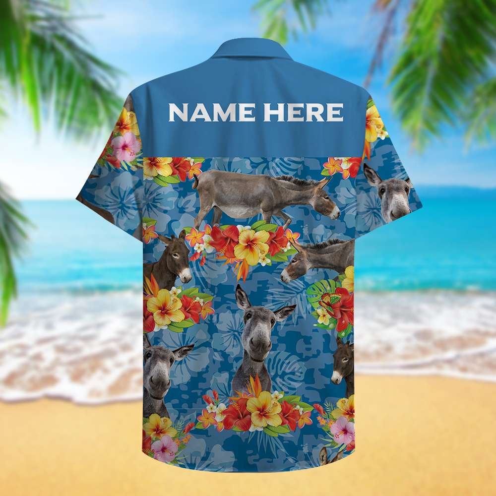 litzzy Custom Farmer's Name Hawaiian Shirt - Donkey Pattern Hawaiian Shirt For Men, Woman, Litzzy Aloha Shirt Hawaiian Shirt   