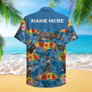 litzzy Custom Farmer's Name Hawaiian Shirt - Donkey Pattern Hawaiian Shirt For Men, Woman, Litzzy Aloha Shirt Hawaiian Shirt   