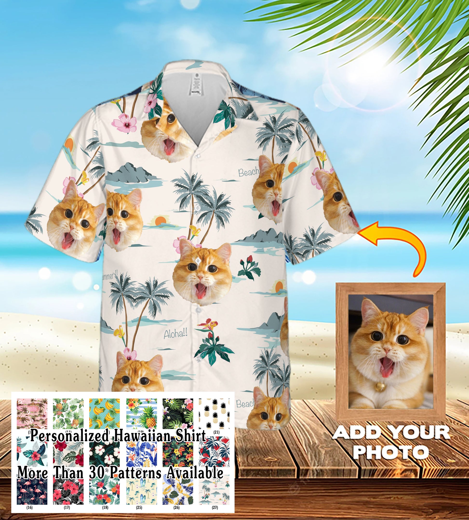 litzzy Custom Pet Face Hawaiian Shirt, Personalized Photo Hawaiian Shirt, Tropical Pattern Shirt for Men Women, Birthday Hawaiian Gift, Custom Photo Hawaiian Shirt Hawaii Shirt   