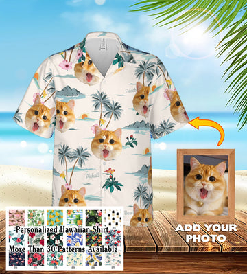 litzzy Custom Pet Face Hawaiian Shirt, Personalized Photo Hawaiian Shirt, Tropical Pattern Shirt for Men Women, Birthday Hawaiian Gift, Custom Photo Hawaiian Shirt Hawaii Shirt   