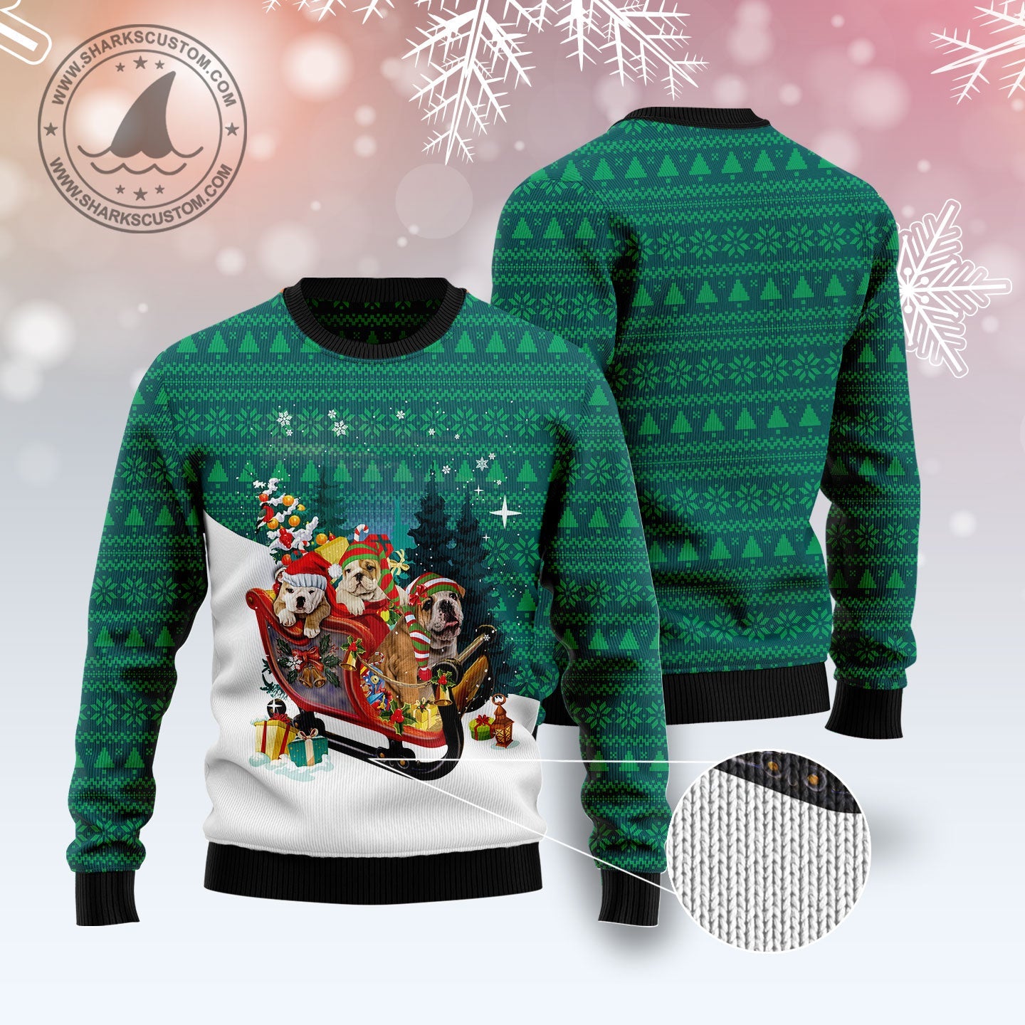 litzzy Bulldog Sleigh T3010 Ugly Christmas Sweater -  Best Gift For Christmas, Noel Malalan - Christmas Signature sweater   