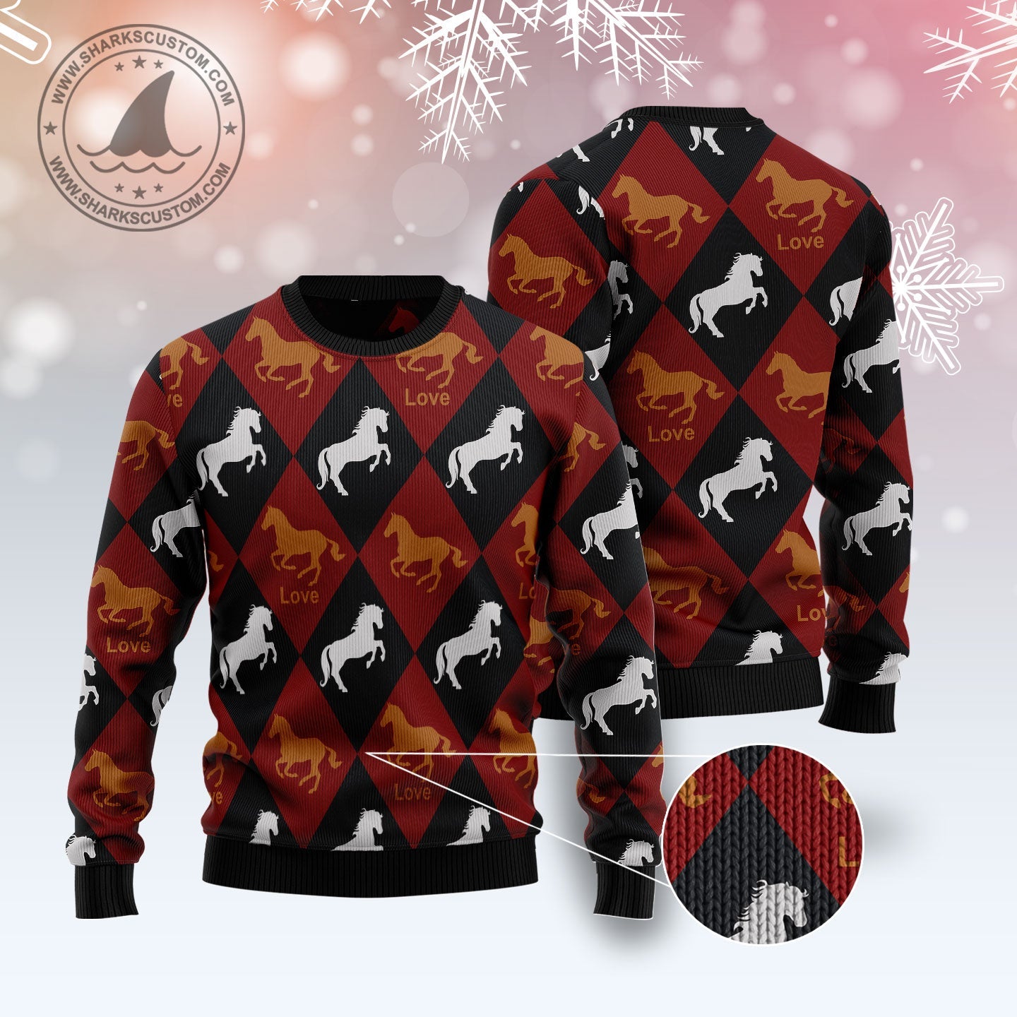 litzzy Horse Love T0411 Ugly Christmas Sweater -  Best Gift For Christmas, Noel Malalan - Christmas Signature sweater   