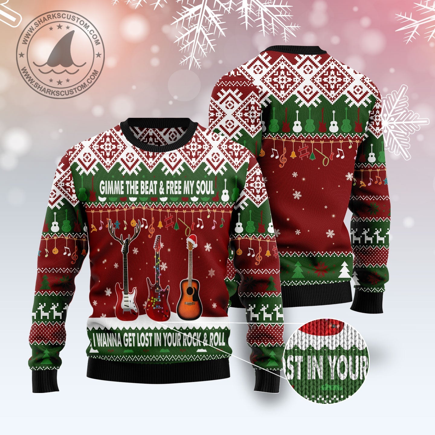 litzzy Guitar Gimme The Beat T0511 Ugly Christmas Sweater -  Best Gift For Christmas, Noel Malalan - Christmas Signature sweater   