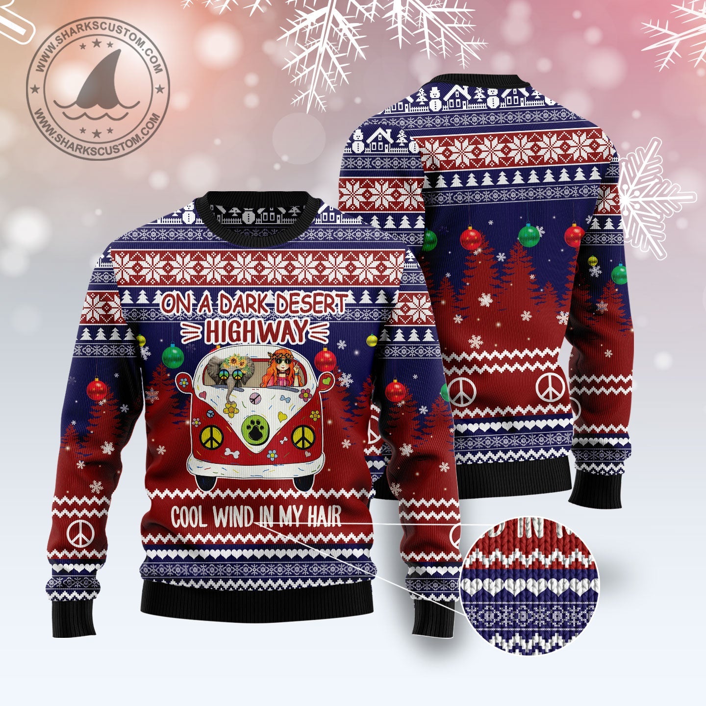 litzzy Elephant Hippie Girl T0511 Ugly Christmas Sweater -  Best Gift For Christmas, Noel Malalan - Christmas Signature sweater   