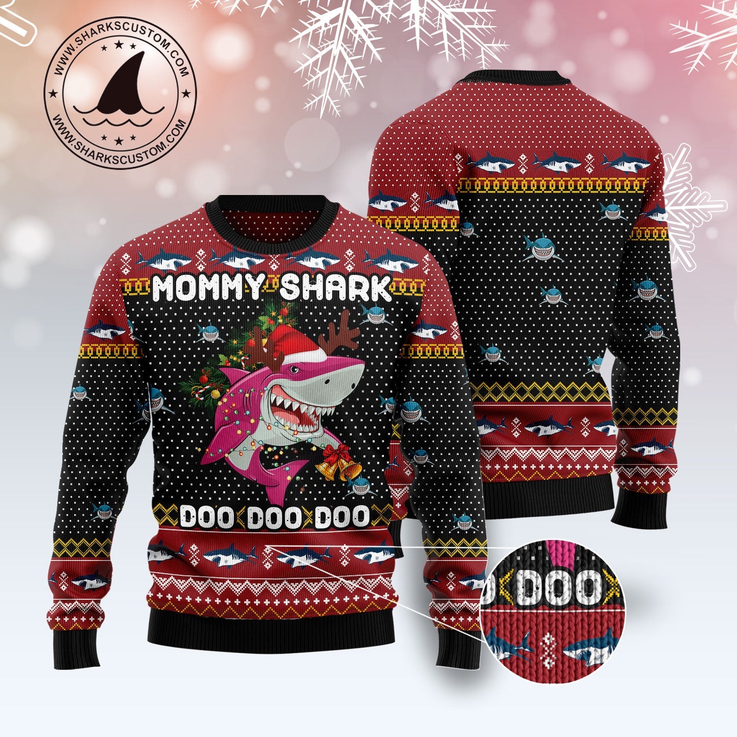 litzzy Mommy Shark Christmas T1011 Ugly Christmas Sweater -  Best Gift For Christmas, Noel Malalan - Christmas Signature sweater   