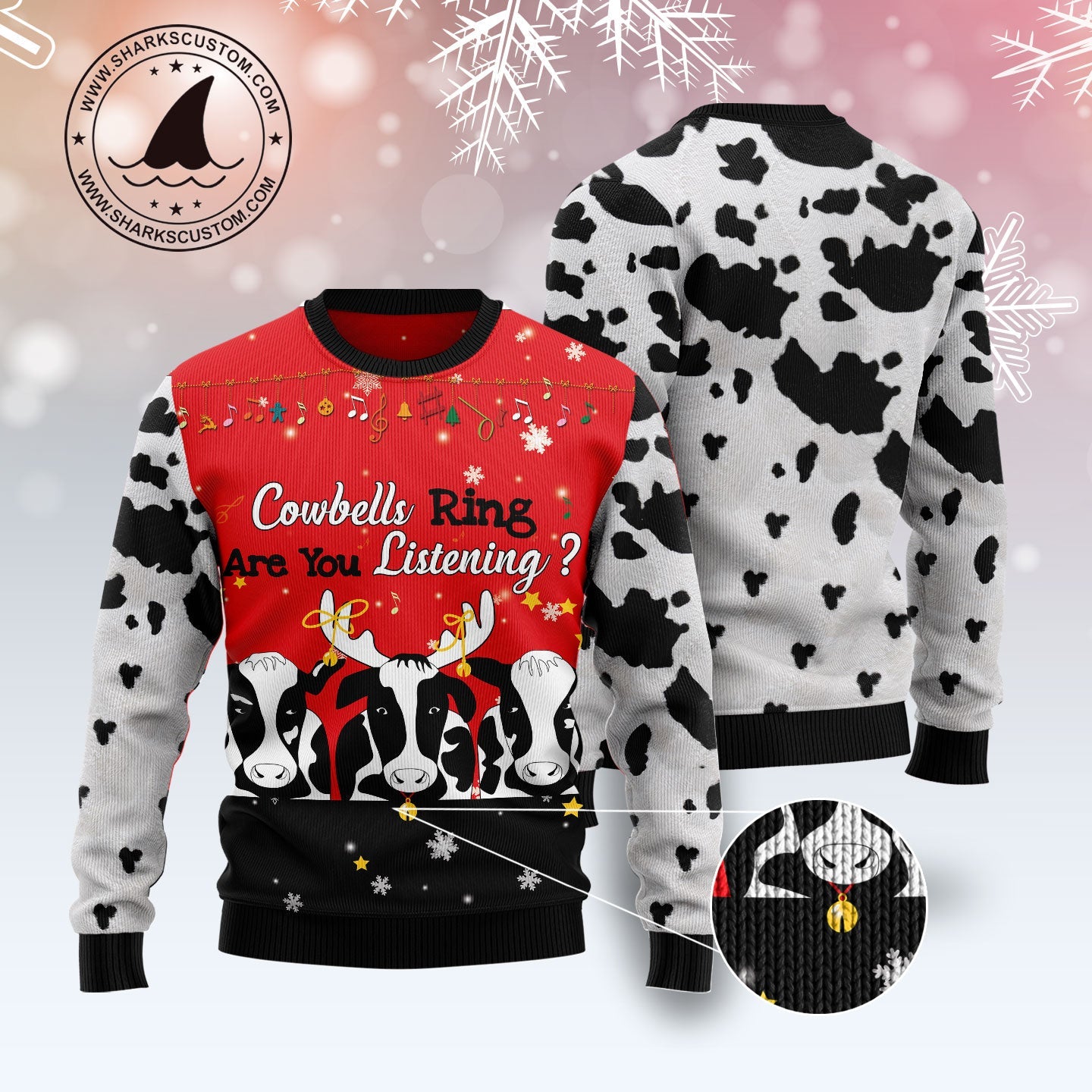 litzzy Cow Bell Rings T1111 Ugly Christmas Sweater -  Best Gift For Christmas, Noel Malalan - Christmas Signature sweater   