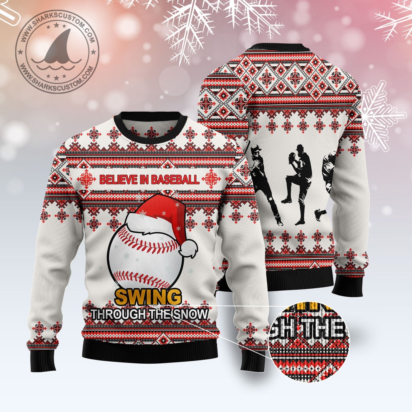 litzzy Baseball Santa Hat T2110 Ugly Christmas Sweater -  Best Gift For Christmas, Noel Malalan - Christmas Signature sweater   