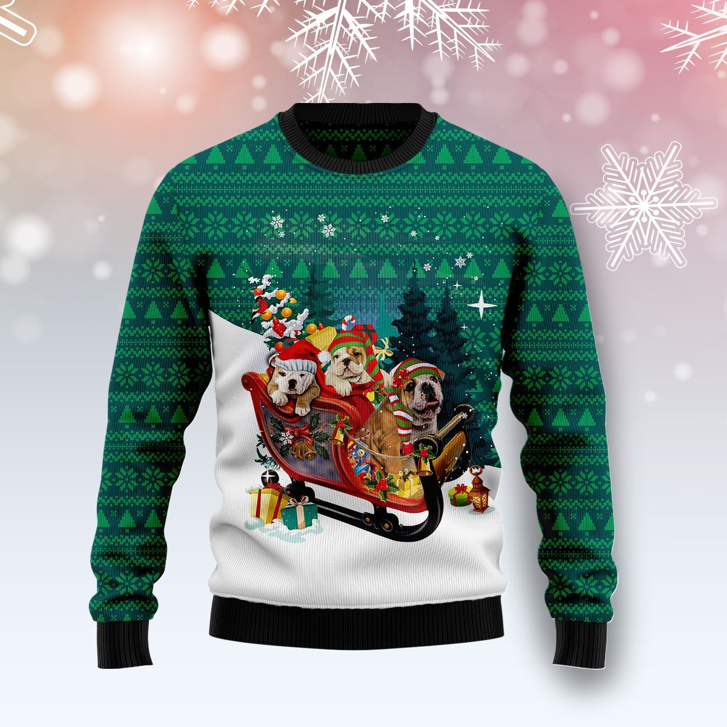 litzzy Bulldog Sleigh T3010 Ugly Christmas Sweater -  Best Gift For Christmas, Noel Malalan - Christmas Signature sweater   