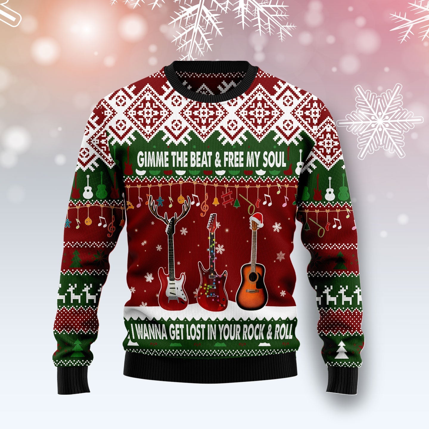 litzzy Guitar Gimme The Beat T0511 Ugly Christmas Sweater -  Best Gift For Christmas, Noel Malalan - Christmas Signature sweater   