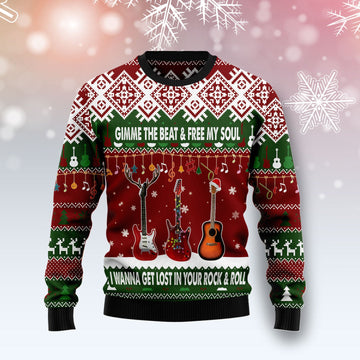 litzzy Guitar Gimme The Beat T0511 Ugly Christmas Sweater -  Best Gift For Christmas, Noel Malalan - Christmas Signature sweater   