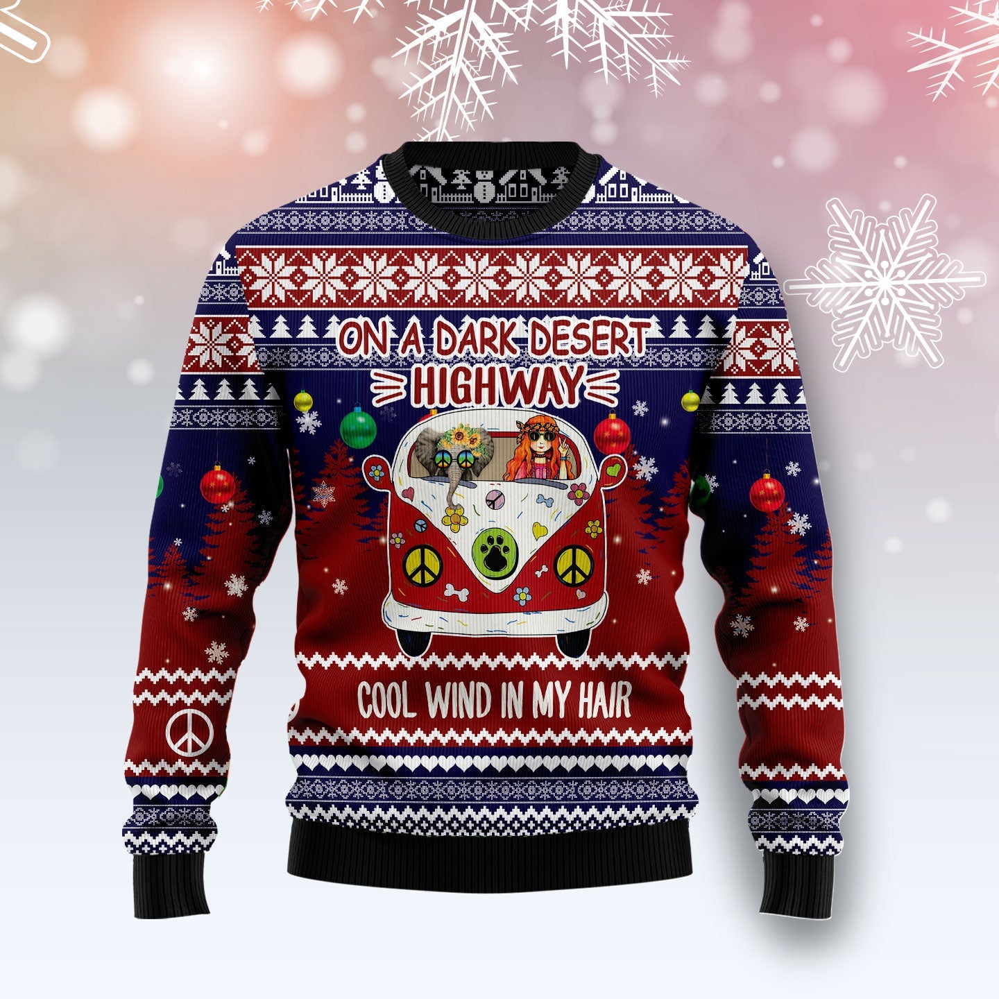 litzzy Elephant Hippie Girl T0511 Ugly Christmas Sweater -  Best Gift For Christmas, Noel Malalan - Christmas Signature sweater   