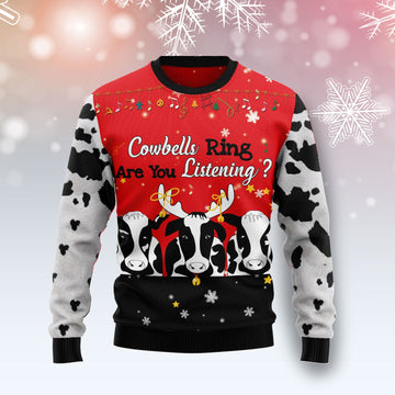 litzzy Cow Bell Rings T1111 Ugly Christmas Sweater -  Best Gift For Christmas, Noel Malalan - Christmas Signature sweater   