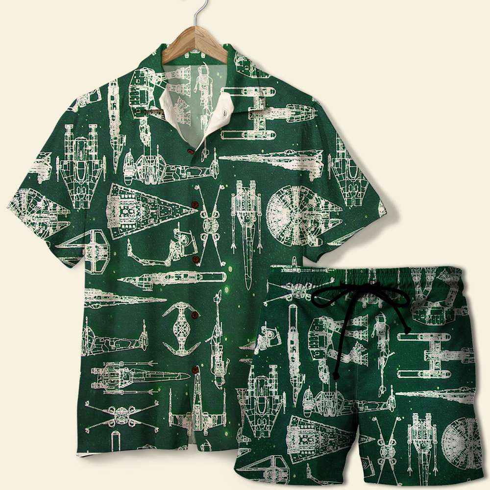 litzzy Hawaiian Shirt & Men's Beach Shorts - Spaceship Pattern Hawaiian Shirt For Men, Woman, Litzzy Aloha Shirt Hawaiian Shirt   