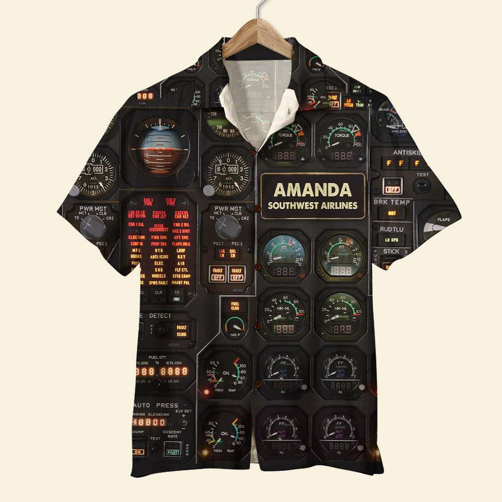 litzzy Pilot Seaplane Control Panel Hawaiian Shirt - Custom Name & Number Hawaiian Shirt For Men, Woman, Litzzy Aloha Shirt Hawaii Shirt   