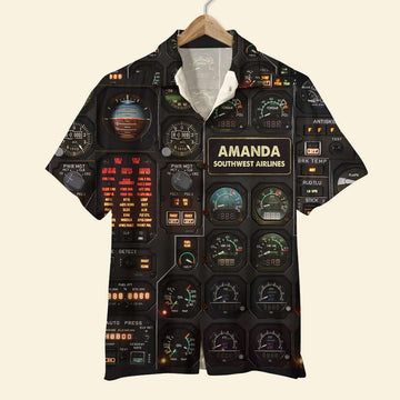 litzzy Pilot Seaplane Control Panel Hawaiian Shirt - Custom Name & Number Hawaiian Shirt For Men, Woman, Litzzy Aloha Shirt Hawaii Shirt   