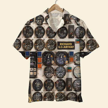 litzzy Vintage Pilot Seaplane Control Panel Hawaiian Shirt - Custom Name & Number Hawaiian Shirt For Men, Woman, Litzzy Aloha Shirt Hawaii Shirt   